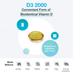 Close-up of XYMOGEN D3 2000 softgels for daily immune support.