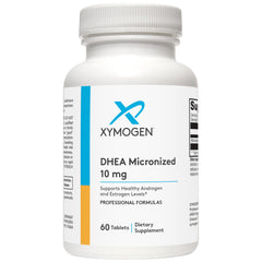 XYMOGEN DHEA 10 mg tablet on a clean surface for balanced hormone support