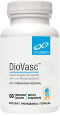 XYMOGEN DioVasc bottle and capsules for convenient daily vein support.