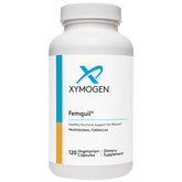 XYMOGEN Femquil bottle label showing hormone balance support for women.