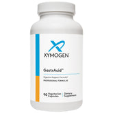 XYMOGEN GastrAcid bottle label highlights betaine HCl and pepsin for digestion support