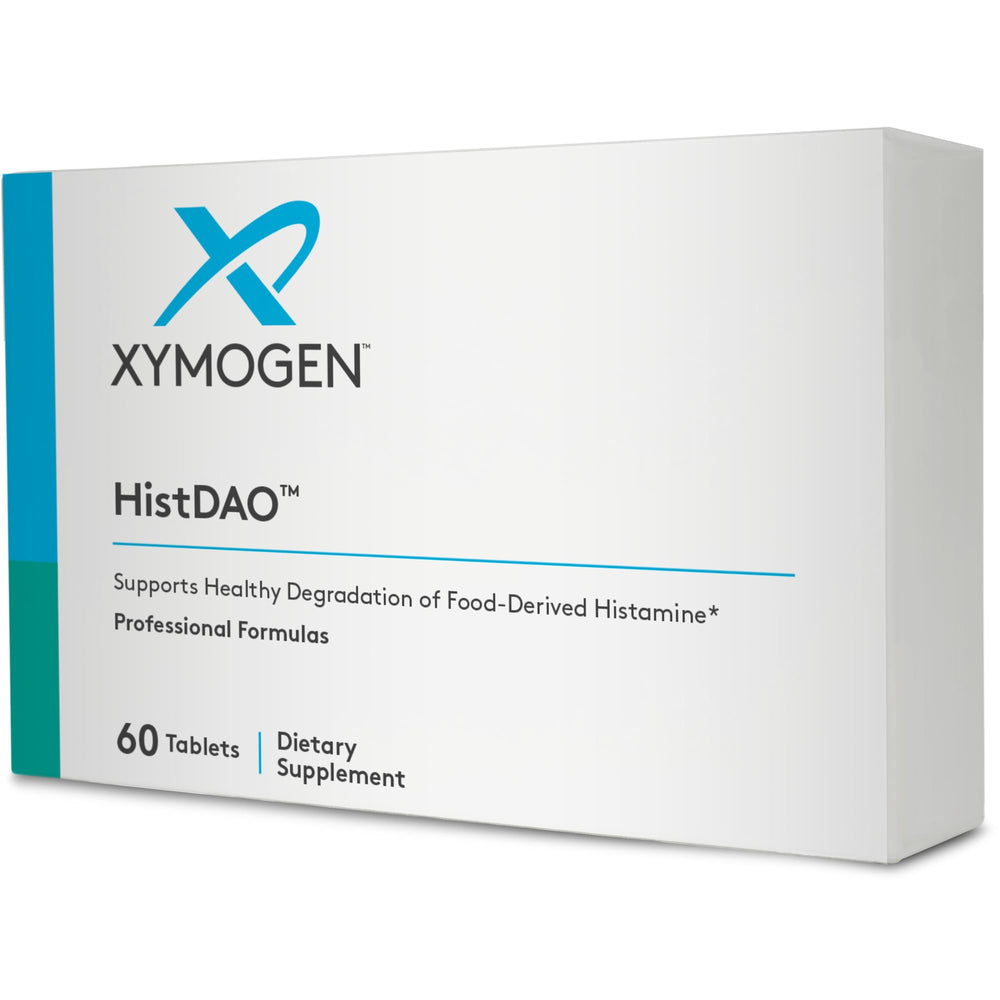 XYMOGEN HistDAO tablet bottle front showing compact digestive support for daily meals