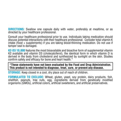XYMOGEN K2-D3 10000 label detail confirms MK-7 and allergen-free formulation.