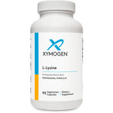 XYMOGEN L-Lysine 1000mg bottle with capsules for collagen support
