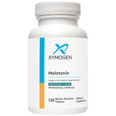 XYMOGEN Melatonin peppermint lozenges bottle shown for nightly rest convenience.
