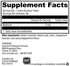 XYMOGEN Melatonin peppermint lozenges dissolving on tongue for quick sleep support