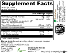 XYMOGEN Mood Food bottle back with ingredient highlights