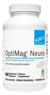 XYMOGEN OptiMag Neuro bottle front signaling brain-supporting magnesium formula for daily balance.