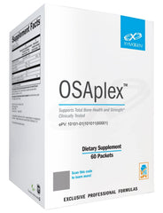 XYMOGEN OSAplex packets close-up showing two-chamber dosing for bone support