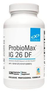XYMOGEN ProbioMax IG 26 bottle front showing label and shelf-stable probiotic