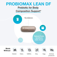 XYMOGEN ProbioMax Lean bottle with label highlights vegetarian, dairy-free, gluten-free formulation
