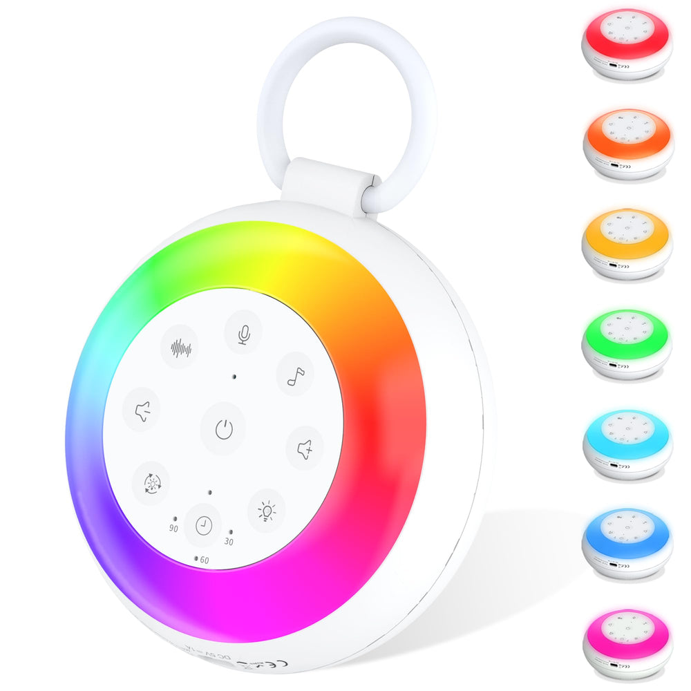 XYNGU portable white noise machine displaying 24 sounds for sleep and calm.