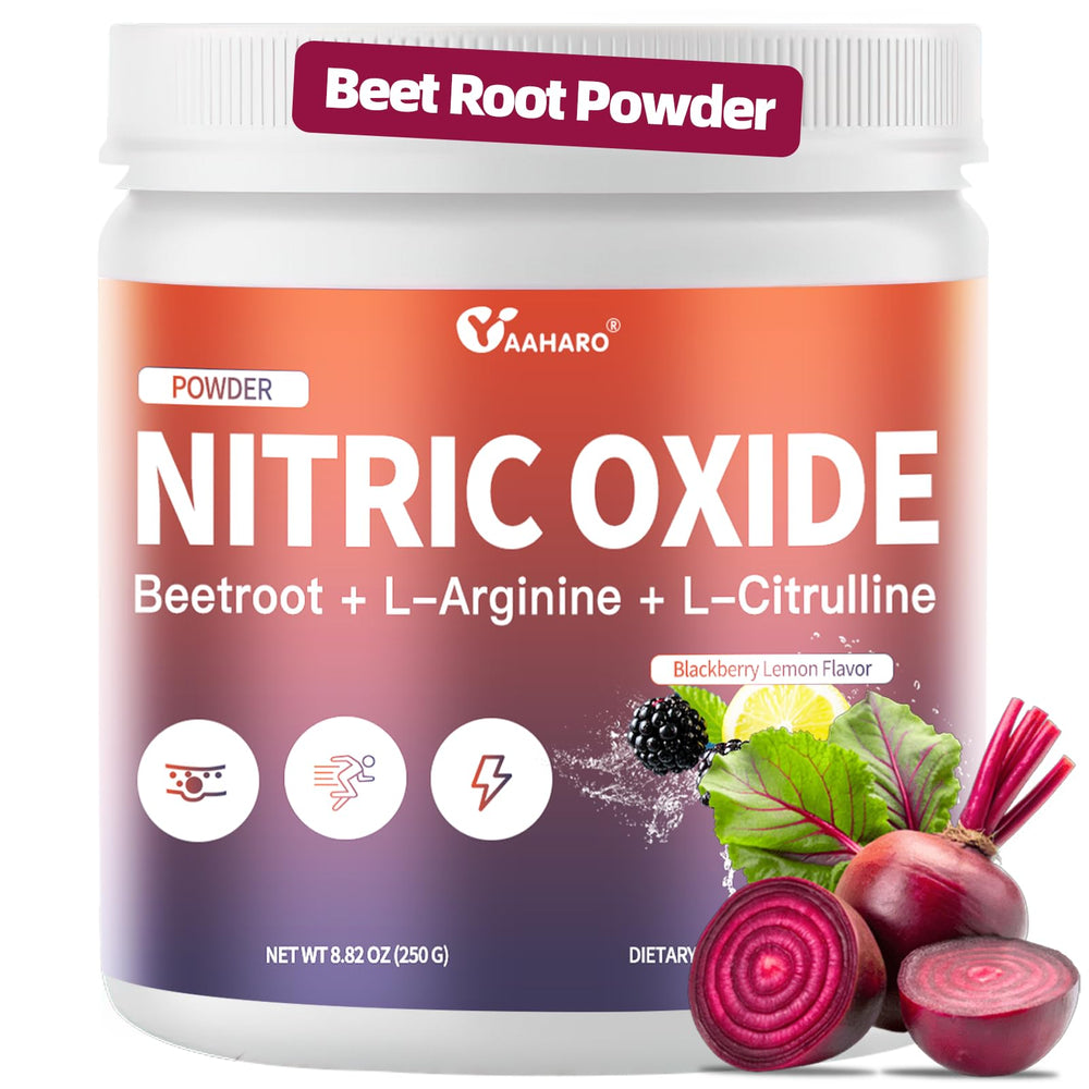 YAAHARO Nitric Oxide bottle with scoop supports daily energy.