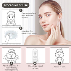 Yahi Red Light Mask worn on face for relaxing, daily routine at home