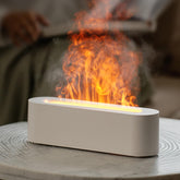 Yaledi Essential Oil Diffuser with fireplace flame visual promotes relaxation at home.