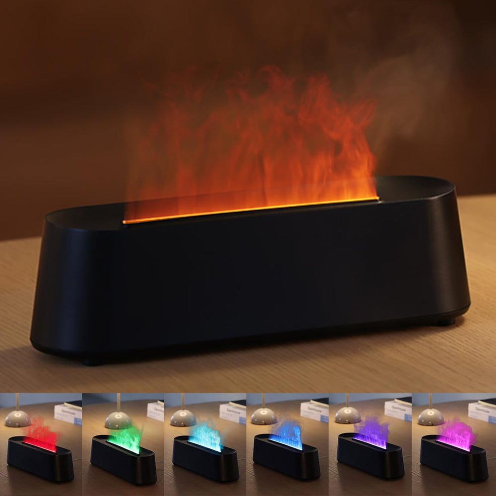 Yaledi fireplace diffuser with flame light creates warm ambience in living spaces.