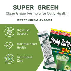 Yamakan barley grass powder dissolving in water for a refreshing greens drink