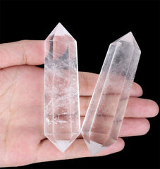 YATOJUZI clear quartz wand with hexagonal point for meditation and energy balance.