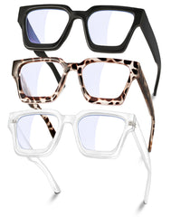 YDAOWKN oversized blue light blocking glasses front view with rectangle frame for women