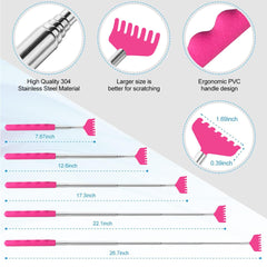 Yeipis back scratcher close-up shows the ergonomic rubber handle.