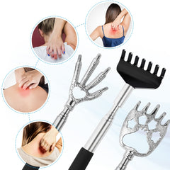 Yeipis telescoping back scratcher extended to reach difficult areas.