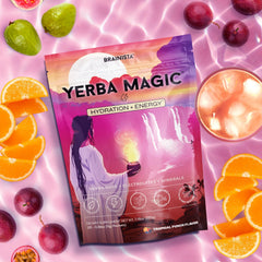 Yerba Magic Hydration Energy Tropical Punch ingredients panel highlights electrolytes and amino acids