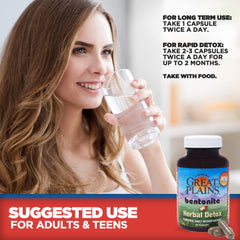 Closeup of Yerba Prima Bentonite Clay Plus Herbal Detox capsules showing natural color for daily cleansing.