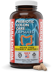 Yerba Prima Colon Care capsules front view, fiber-rich formula for digestive wellness.