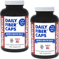 Yerba Prima Daily Fiber Formula bottle front view highlighting vegan, non-GMO fiber for daily digestive support