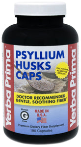 Yerba Prima psyllium husks capsules bottle for daily fiber intake