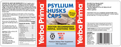 Yerba Prima psyllium capsules close-up highlighting easy-to-swallow form
