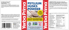 Yerba Prima Psyllium husks powder bottle closeup highlighting pure psyllium.
