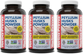 Yerba Prima psyllium husks powder packaging front showing a three-pack for fiber support