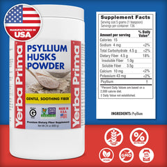 Close-up of fine-ground psyllium powder showing easy mixing and smooth texture.