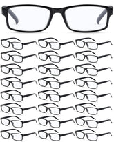 Yexiya 24-pack reading glasses with rectangular frames for daily tasks.