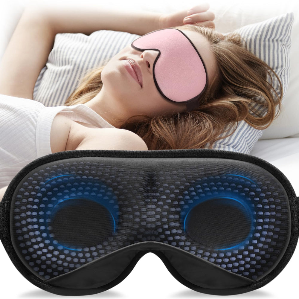 YFONG weighted sleep mask close-up showing silky fabric and dark-blocking design