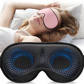 YFONG weighted sleep mask close-up showing silky fabric and dark-blocking design