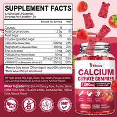 Yikecao calcium citrate gummies strawberry close-up highlighting tasty flavor