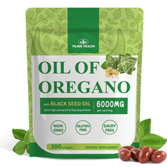 YiLing 6000mg oregano oil softgels bottle, 3-in-1 formula for immune-support.