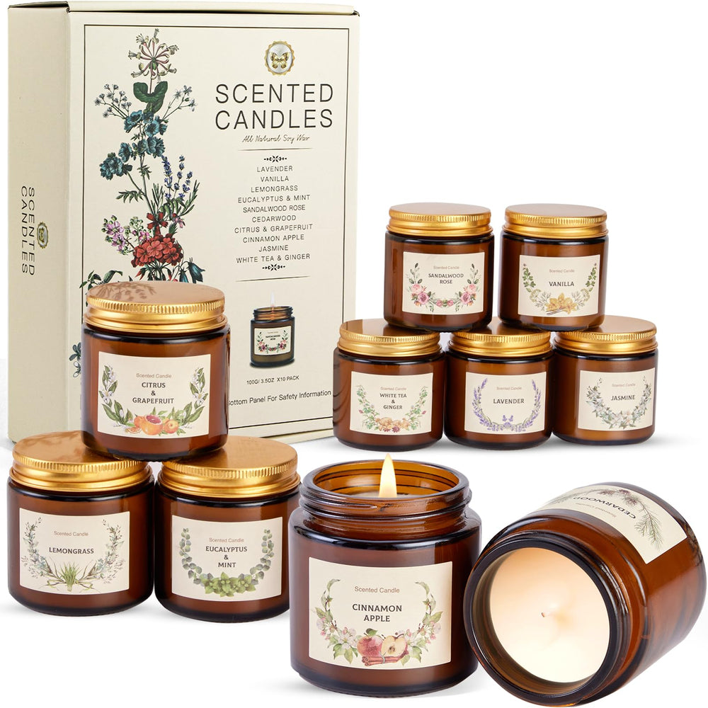 YINUO LIGHT Christmas candle gift set in amber jar for festive ambiance