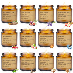YINUO LIGHT twelve pack amber jar candles for mood enhancing home scent