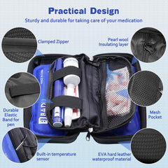 Ylemnf insulin cooler interior reveals durable EVA shell and organized compartments.