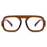 YMRFW Aviator blue light glasses front view showing frame style and coverage