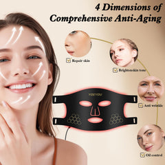Wearing the YOEYOU LED mask shows comfortable fit and precise light delivery.