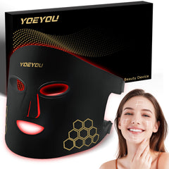 YOEYOU red light mask front view for facial rejuvenation and deep skin penetration.