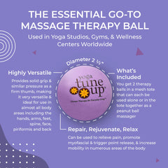 Yoga Tune Up therapy balls used on back and shoulders demonstrating release.