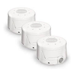 Yogasleep Dohm Classic 3-pack box showing three original white noise machines for calm spaces