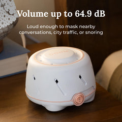 Yogasleep Dohm pink-noise machine front view highlighting compact design