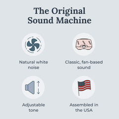 Yogasleep Dohm Uno real fan mechanism creates natural pink noise for focused work