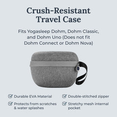 Yogasleep travel case for Dohm shows internal pocket for cables and accessories